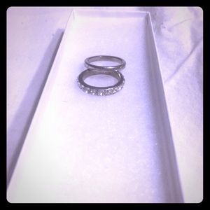 Coach set of rings in silver and rhinestone size 8